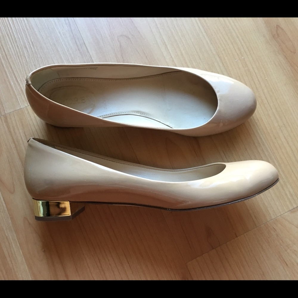 Jcrew nude Janey flats with gold heel